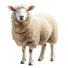 Fototapeta premium Frontal portrait capturing the essence of a fluffy white sheep's natural charm