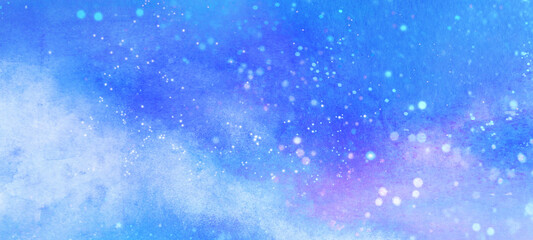 青色と紫色の星空の背景イラスト	