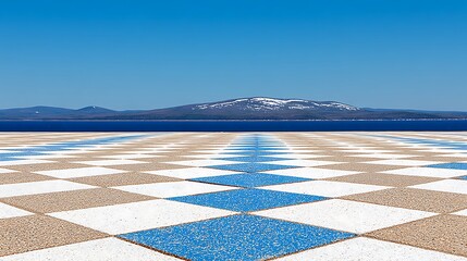 Obraz premium Coastal Checkerboard Island Vista with Sunny Day.