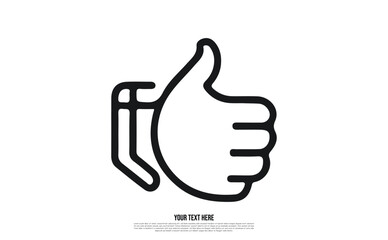 Obraz premium Outline Like Hand, Thumb Up Gesture Isolated on White Background, Approval Sign