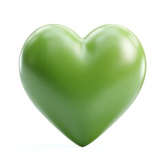 Fototapeta premium A vibrant green heart, smooth and glossy, rests against a stark white background. Simple yet captivating.