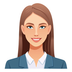 Flat Vector. Portrait of only one Woman. Simple Background.