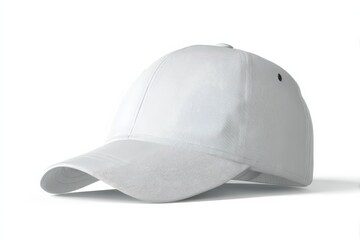 Fototapeta premium Blank white baseball cap, perfect for customization. Clean and simple design.
