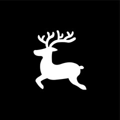 Silhouette of a Deer with Antlers on Black Background
