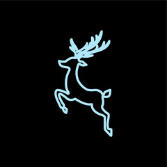 Blue Reindeer Silhouette Icon on Black Background
