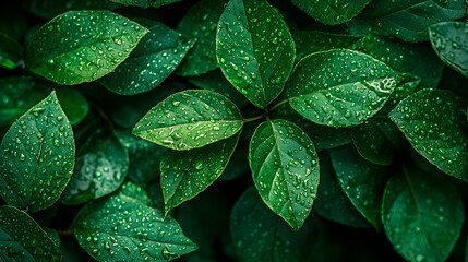 Obraz premium Lush green leaves in a forest setting with photography