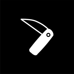 Folding Pocket Knife Icon on Black Background
