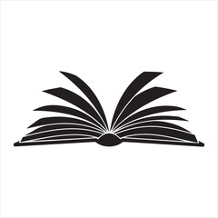Open Book Silhouette Vector Illustration