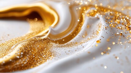 Swirling golden streams with glimmering dots, luxury holiday concept