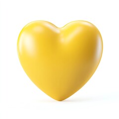 Fototapeta premium A vibrant yellow heart, smooth and glossy, sits against a stark white background, radiating warmth and optimism.