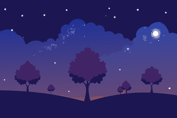 winter landscape with moon