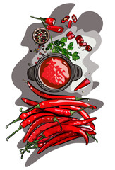 Red chili pepper are spicy