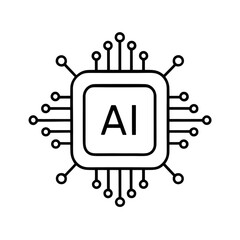 AI Chip Icon – Artificial Intelligence Processor Line Art Symbol