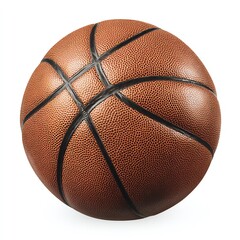 Fototapeta premium Classic Basketball Closeup A Detailed View of an Orange Leather Ball Against a Pristine White Background