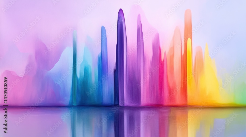 Poster visual representation of music and frequency using pulsing light and colored mist, abstract art