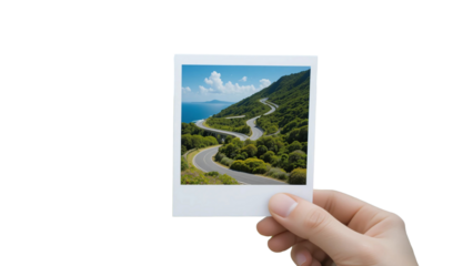 Road trip travel photography nature landscape scenic route winding road mountain pass adventure journey on transparent background
