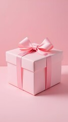 Fototapeta premium pink gift box with ribbon
