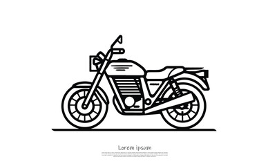 Fototapeta premium Classic Motorcycle Isolated Outline on Transparent Background, Icon, Vehicle