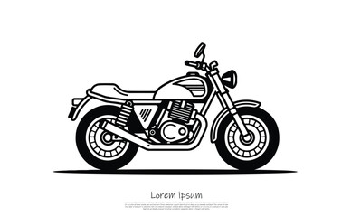 Obraz premium Isolated black silhouette motorcycle on white background, outline design