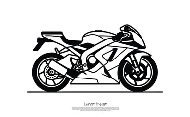 Fototapeta premium Monochrome of Sportbike, Silhouette on Transparent Background, Modern Design