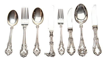 fork, knife, spoon, teaspoon, cutlery isolated on white background, clipping path