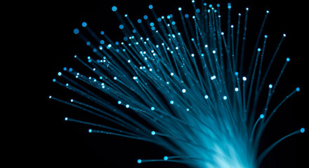 Abstract Blue Fiber Optics Network Technology Background Image