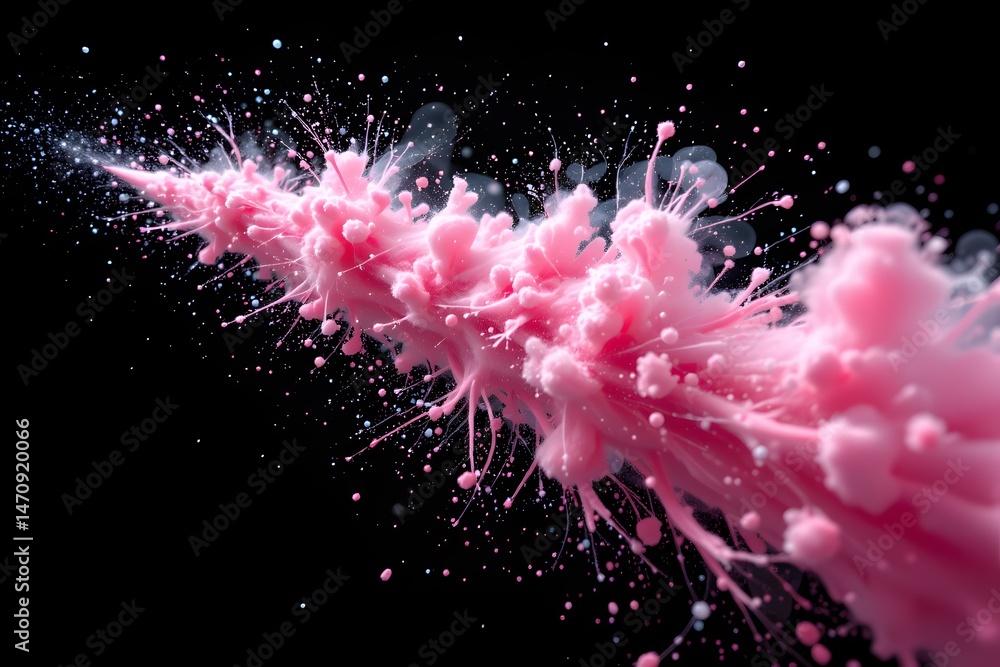 Poster pink explosion: a captivating, high-speed capture reveals an ethereal cloud of pink, emanating from 