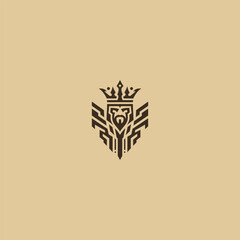 Abstract king logo in modern and powerful illustration style.