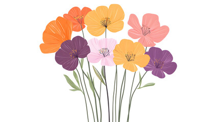 Fototapeta premium Colorful Flower Arrangement on Transparent Background