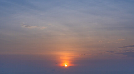 Beautiful majestic real sunrise sky. Nature sky background.