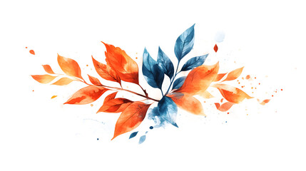Abstract Botanical Watercolor Leaves on Transparent