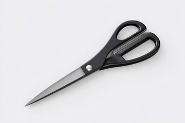 Sleek black scissors on a white background. Perfect for cutting paper, fabric, or other materials.