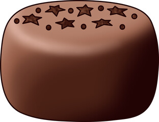 Dark chocolate decorated with brown stars