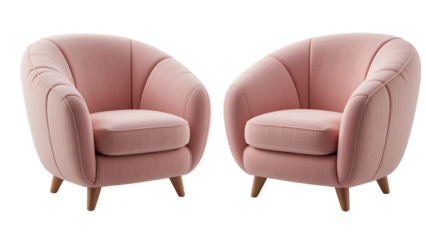 Pink armchairs furniture interior design home decor seating cushions style comfort modern luxury chairs on transparent background