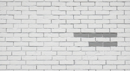White Brick Wall Texture with Gray Repair Section: Seamless Back