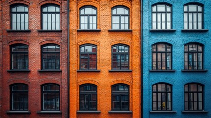 Fototapeta premium Row of colorful buildings with many windows