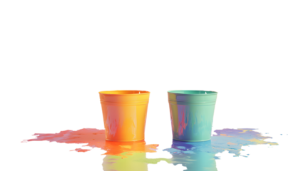 Colorful Paint Buckets with Splatter