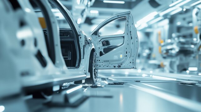 Car Bodies on Automotive Assembly Line
