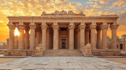 Naklejka premium Ancient Egyptian temple at sunrise