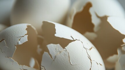 Cracked Chicken Eggshells Close-up
