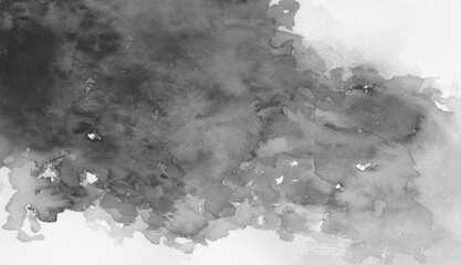 黒色と灰色の抽象的な水彩背景イラスト　グランジ