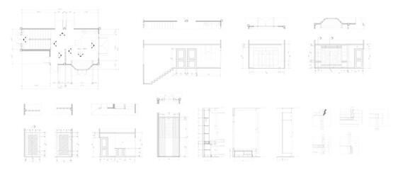 2D Vector Drawing of Hall, Staircase, and Living Area – Architectural Floor Plan