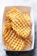 rustic  golden waffle crosscut potatoes
