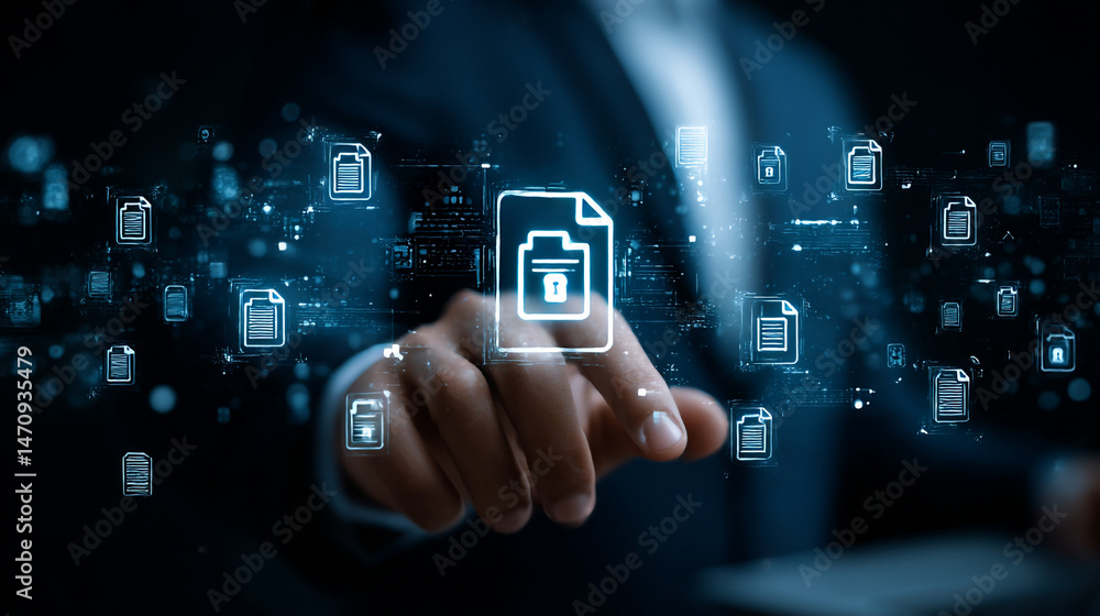 Poster secure document management system for business data cloud storage and file access control online pri