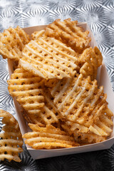 rustic  golden waffle crosscut potatoes