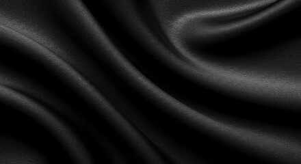 Fototapeta premium Elegant Draped Black Silk Fabric Texture: Luxury Background for