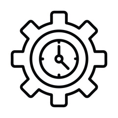 Setting Time Vector Icon - Clock Adjustment Symbol, Watch Hands Dial, Time Control Outline Illustration