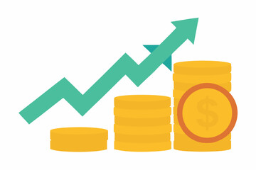 business graph with golden coins