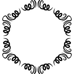 Decorative black swirl border design with intricate patterns, suitable for framing text or images