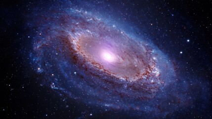 Spiral galaxy nebula showcases interstellar gas, dust, and cosmic wonders